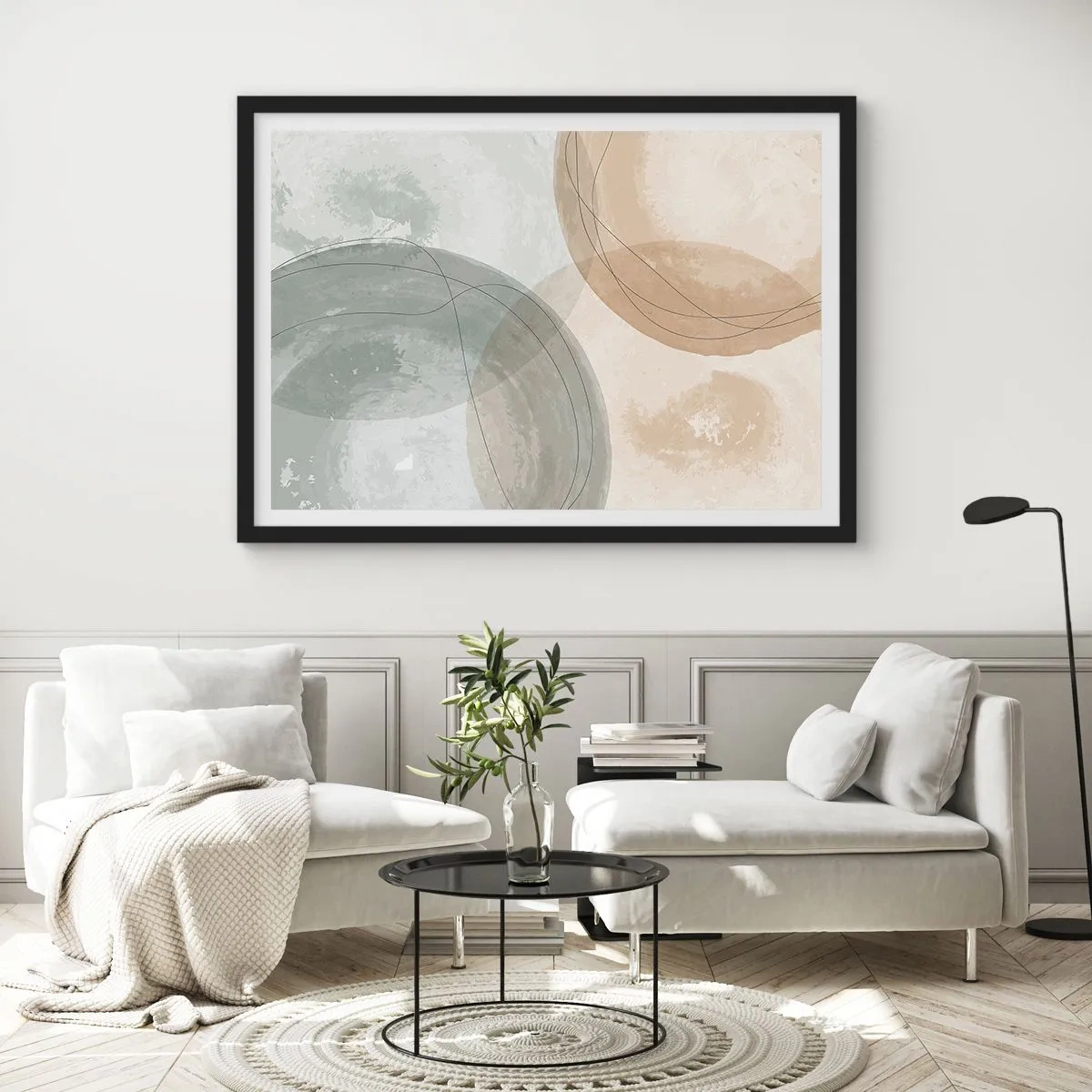 Affisch i svart ram - Världars samspel - 40x30 cm