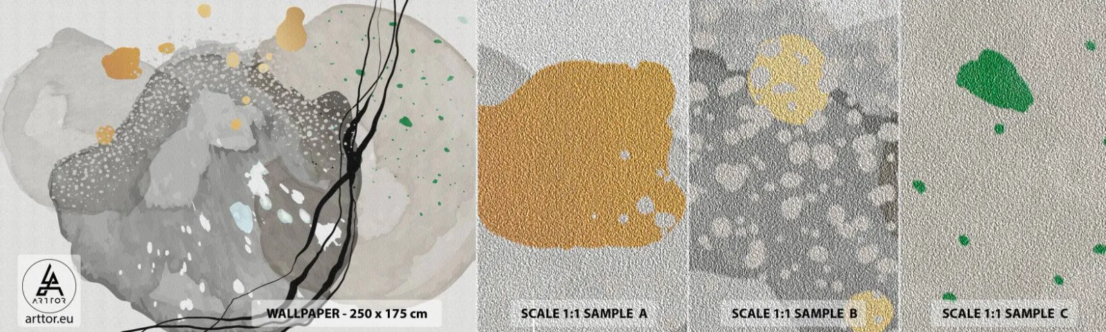 Provbit av fototapet Premium Sand - Organisk komposition - Abstraktion, Blots, Måla - 100x30 cm