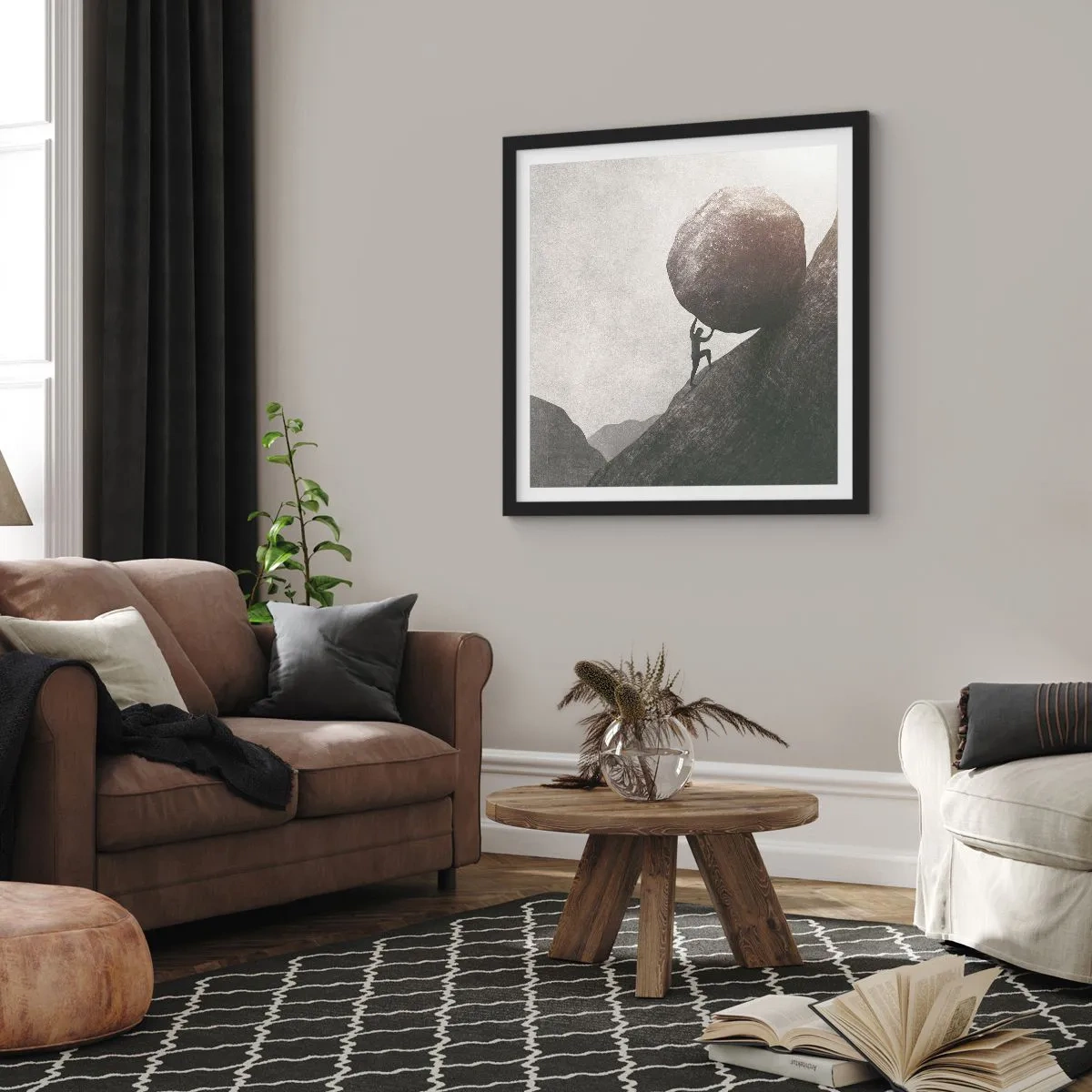 Affisch i svart ram - Jag tror i strid mot hoppet - 60x60 cm