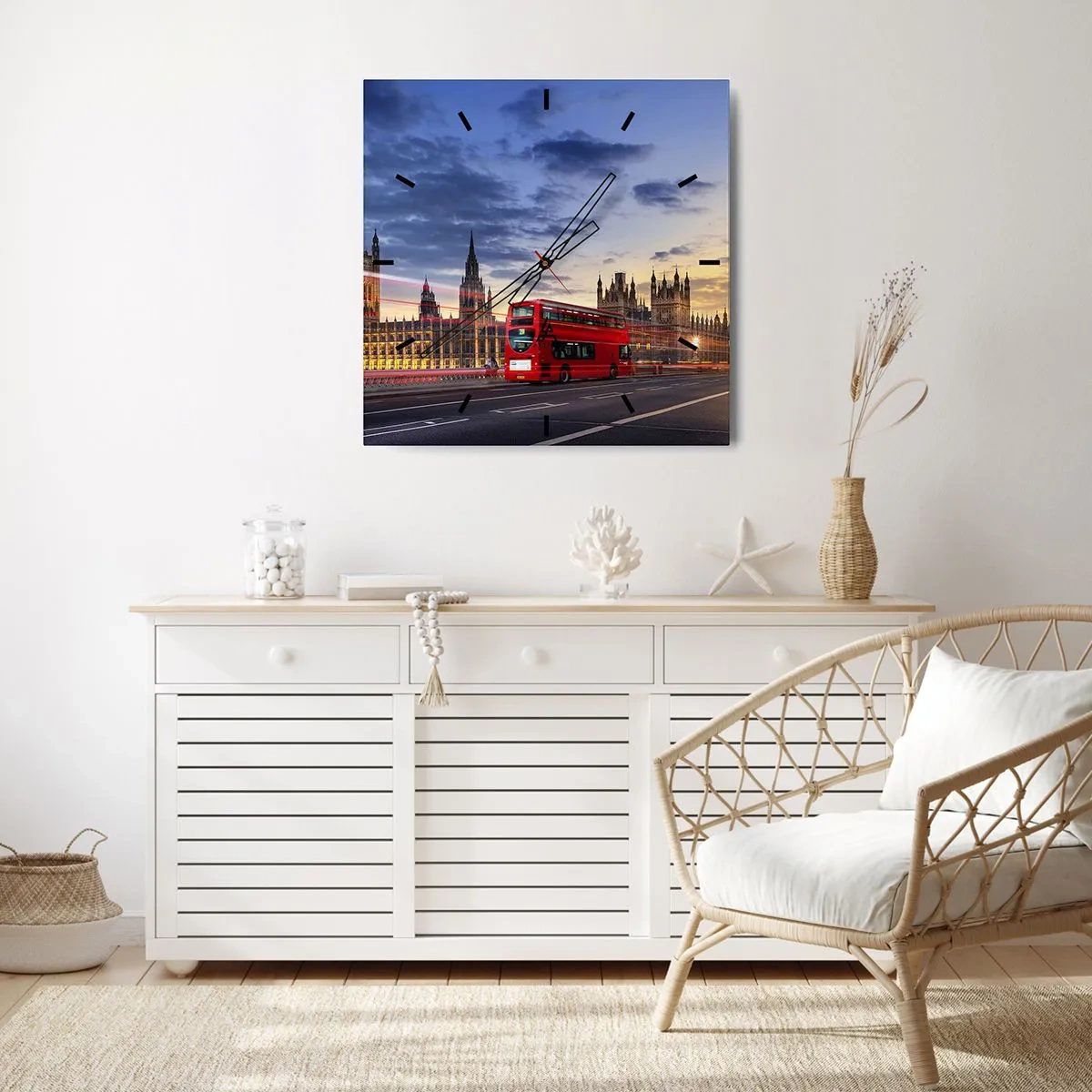 Väggklocka - Klocka på glas - Särdrag - 40x40 cm