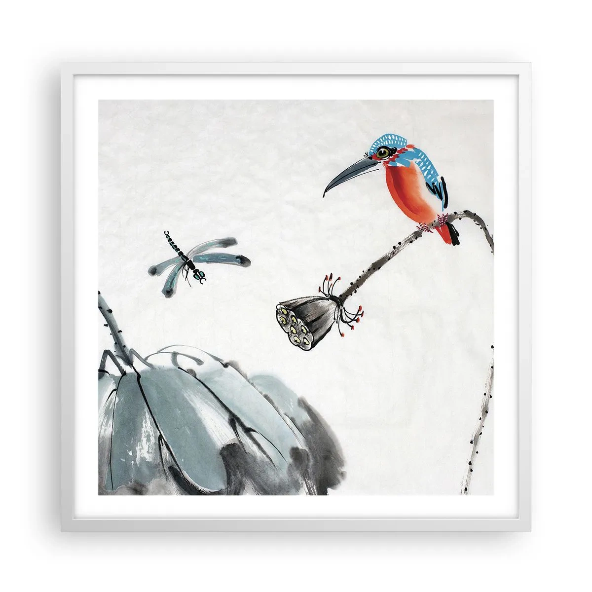 Affisch i vit ram - Ängens liv - 60x60 cm