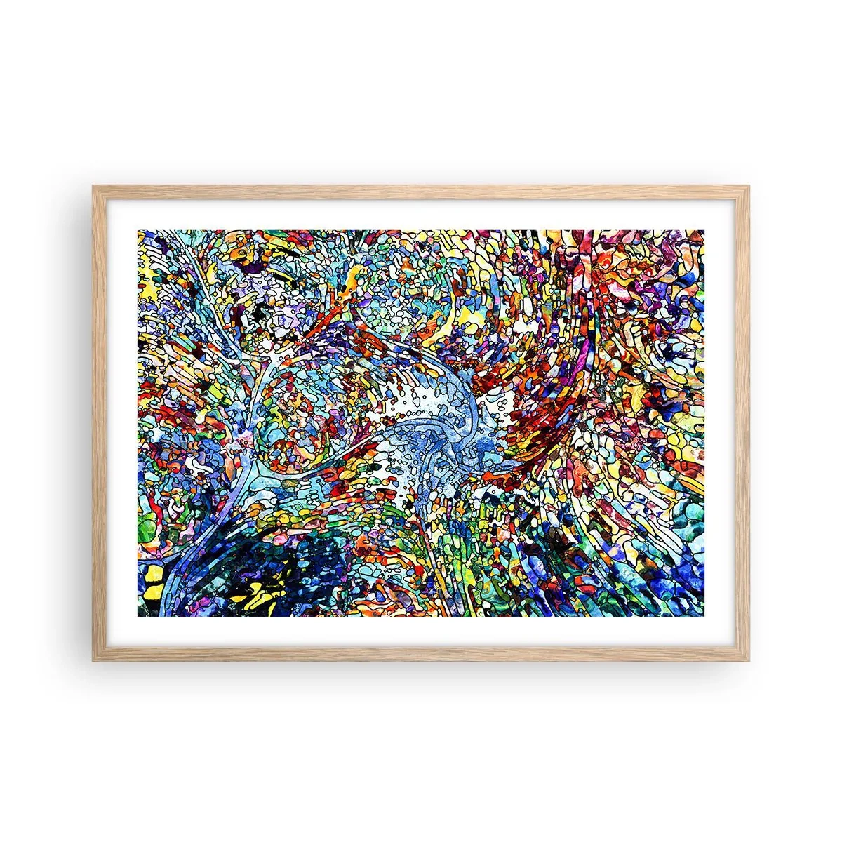 Affisch i ram av ljusek - Glasmålning - droppar  - 70x50 cm