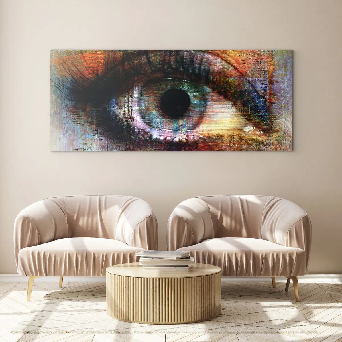 Glastavla - Bild på glas - Man kan titta in i själen - 140x50 cm