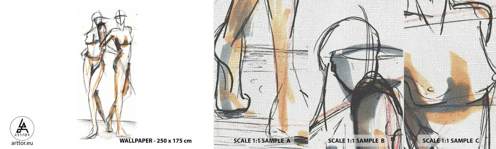 Provbit av fototapet Premium Canvas - Charmens studie - Grafik, Mode, Modern konst - 100x30 cm