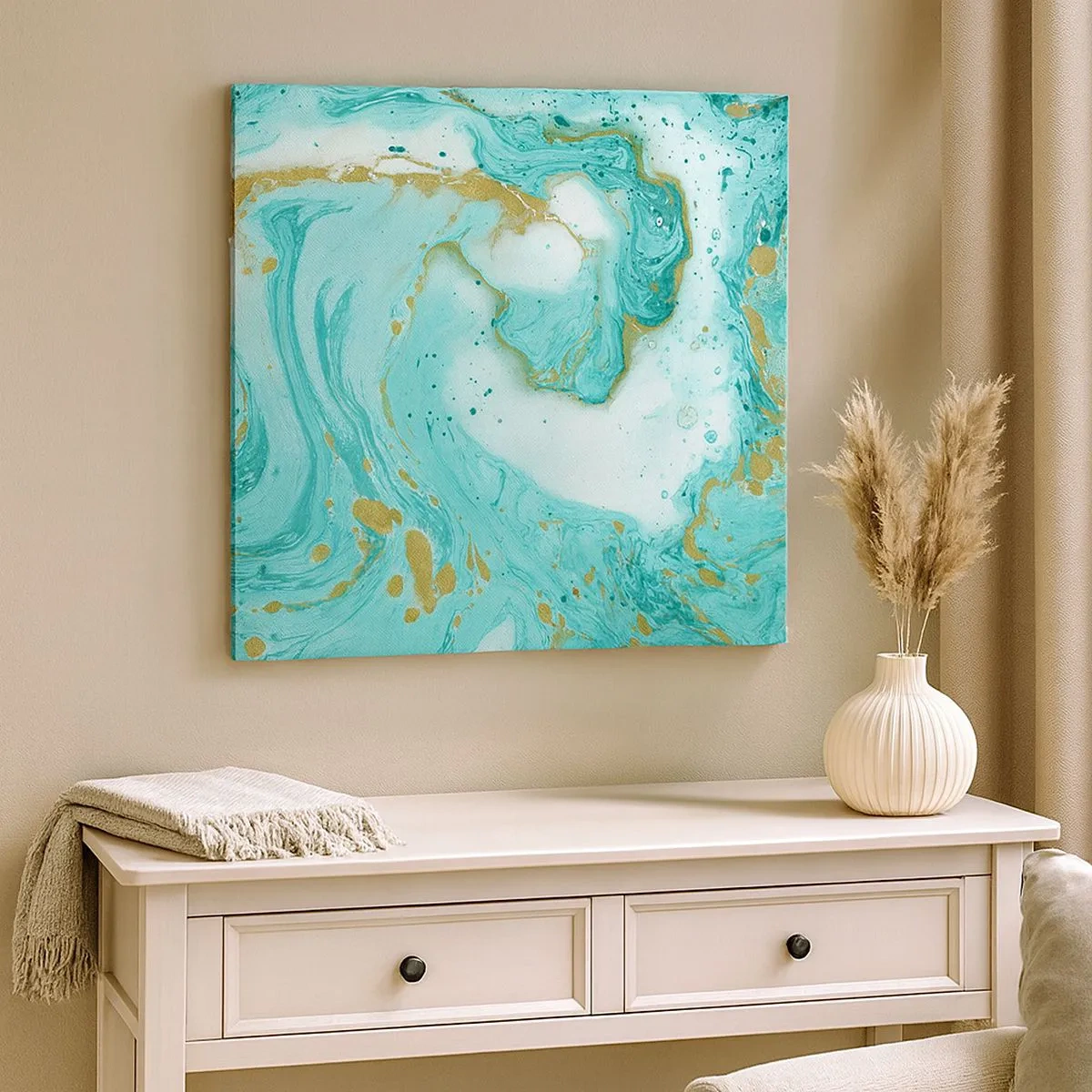 Canvastavla - Bild på duk - Under stora vågen från Edo-tiden - 30x30 cm