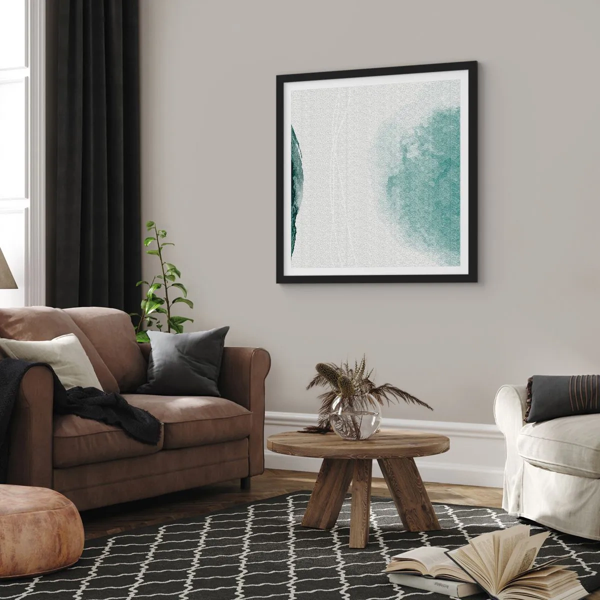 Affisch i svart ram - Ett möte med dimma - 30x30 cm