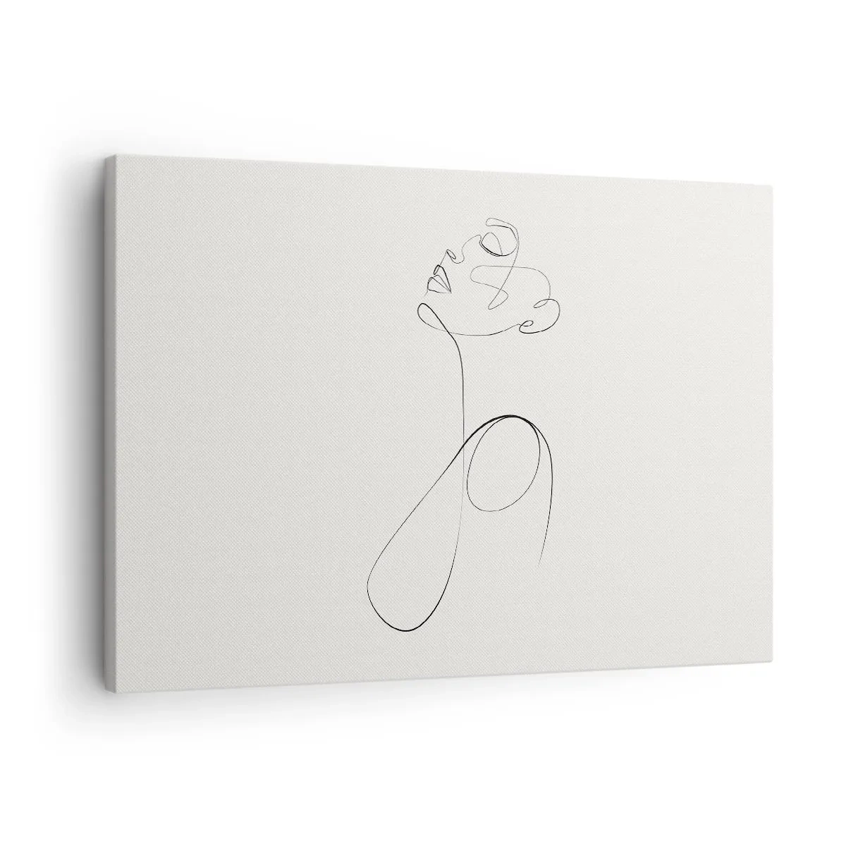 Canvastavla - Bild på duk - Minimalistisk linjekonst ansikte skiss på vit bakgrund - 70x50cm - Förvirrad i drömmarna - Modern väggdekoration för vardagsrum och sovrum ARTTOR