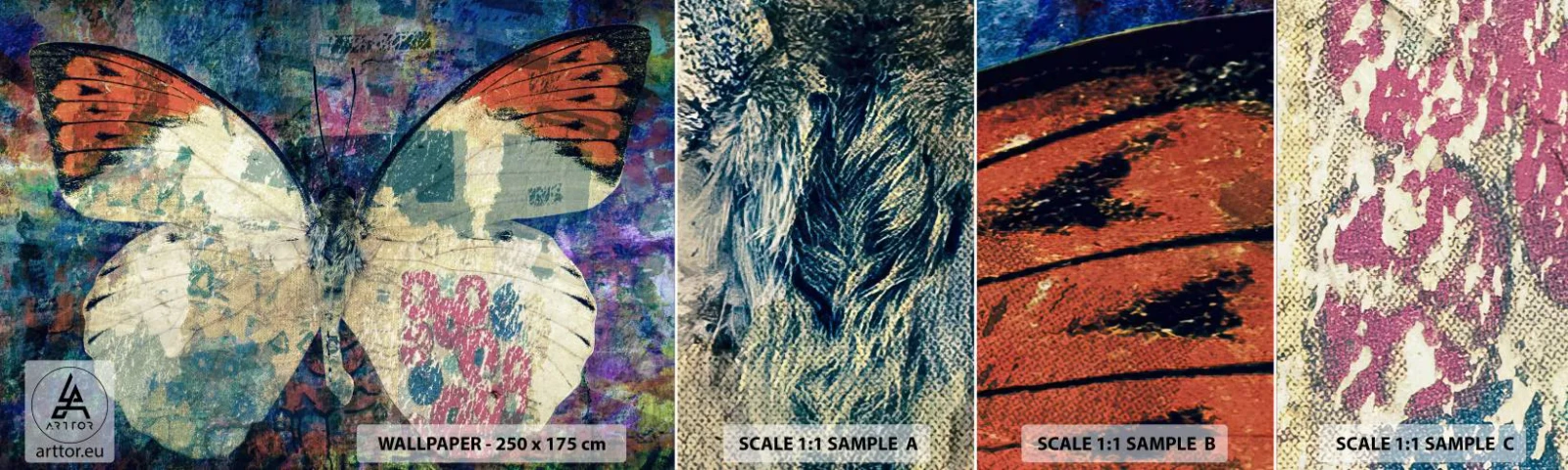 Provbit av självhäftande fototapet Deluxe Sticker - Subtil bräcklighet - Fjäril, Abstraktion, Bit - 100x30 cm