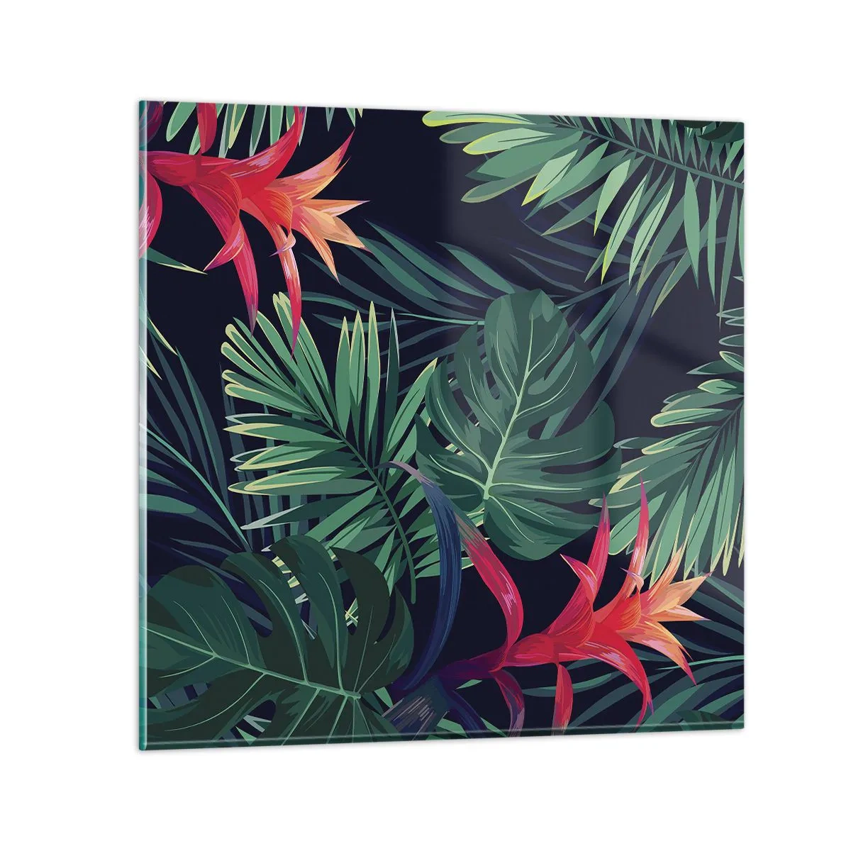 Glastavla - Bild på glas - Brinna i grönskan - 40x40 cm