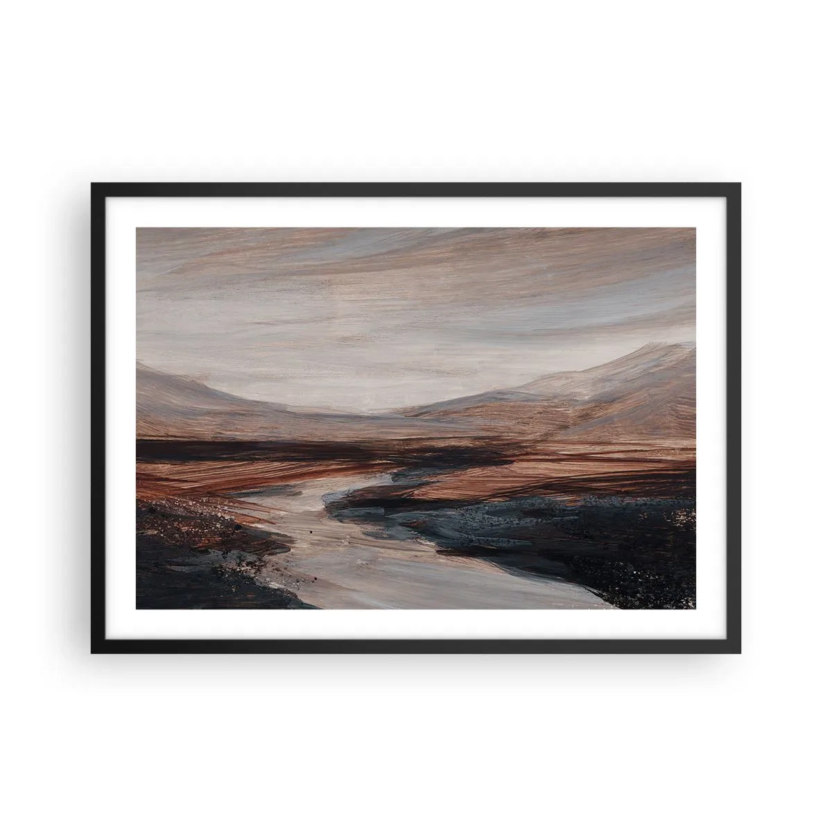 Affisch i svart ram - Fridfull dal - 70x50 cm