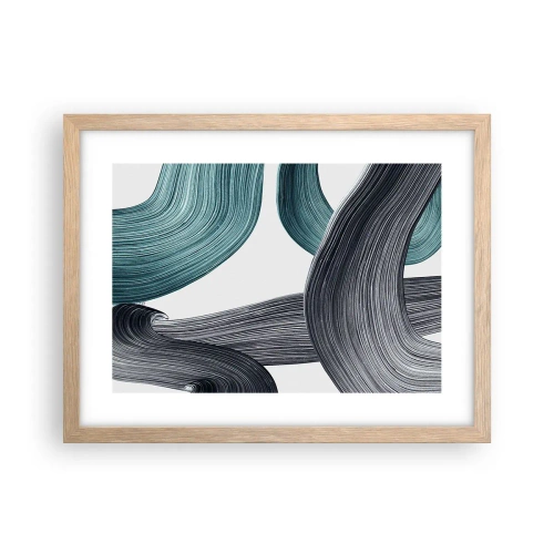 Affisch i ram av ljusek - Smaragd och svarta spår - 40x30 cm