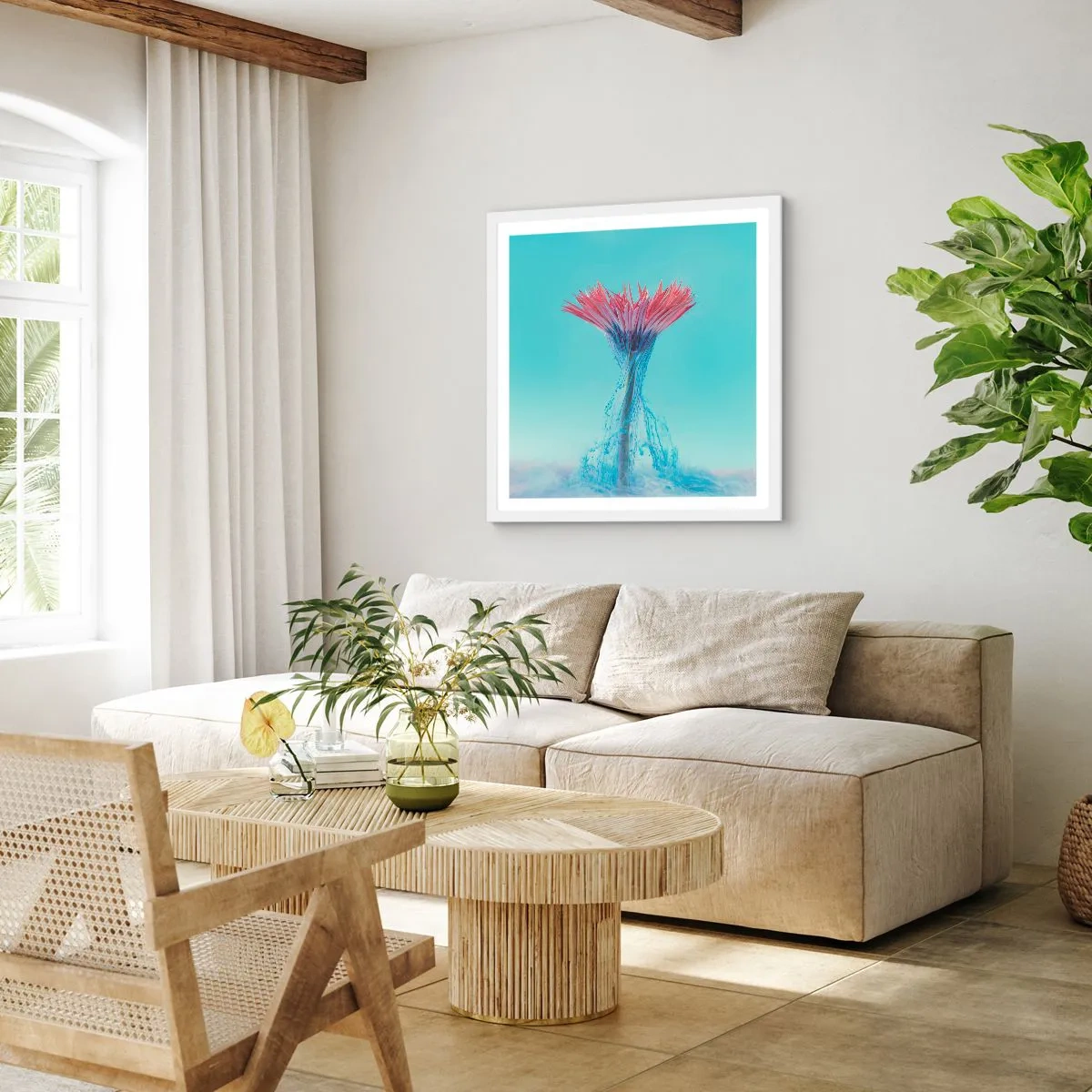 Affisch i vit ram - I upplivande famn - 40x40 cm