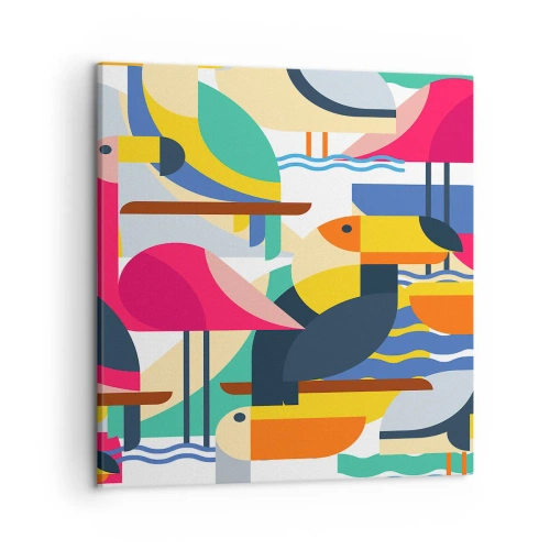 Canvastavla - Bild på duk - Fågelparty - 50x50 cm