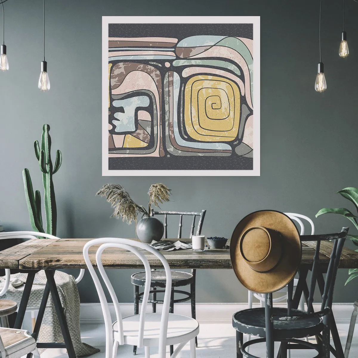 Affisch - Abstraktion i en förcolumbiansk anda - 60x60 cm