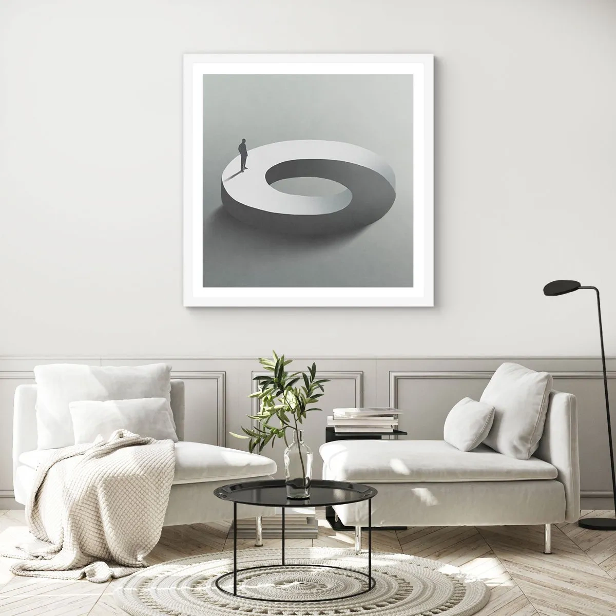 Affisch i vit ram - Och försök att vara klok - 60x60 cm