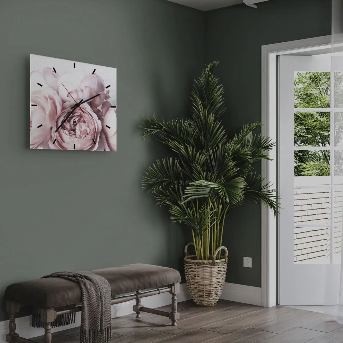 Väggklocka - Klocka på glas - För romantikerna - 30x30 cm