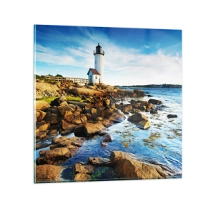 Glastavla - Bild på glas - Kom lyckligt tillbaka, jag väntar - 70x70 cm