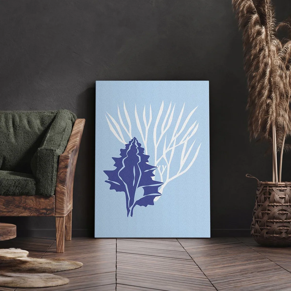 Canvastavla - Bild på duk - Bladformer - 55x100 cm