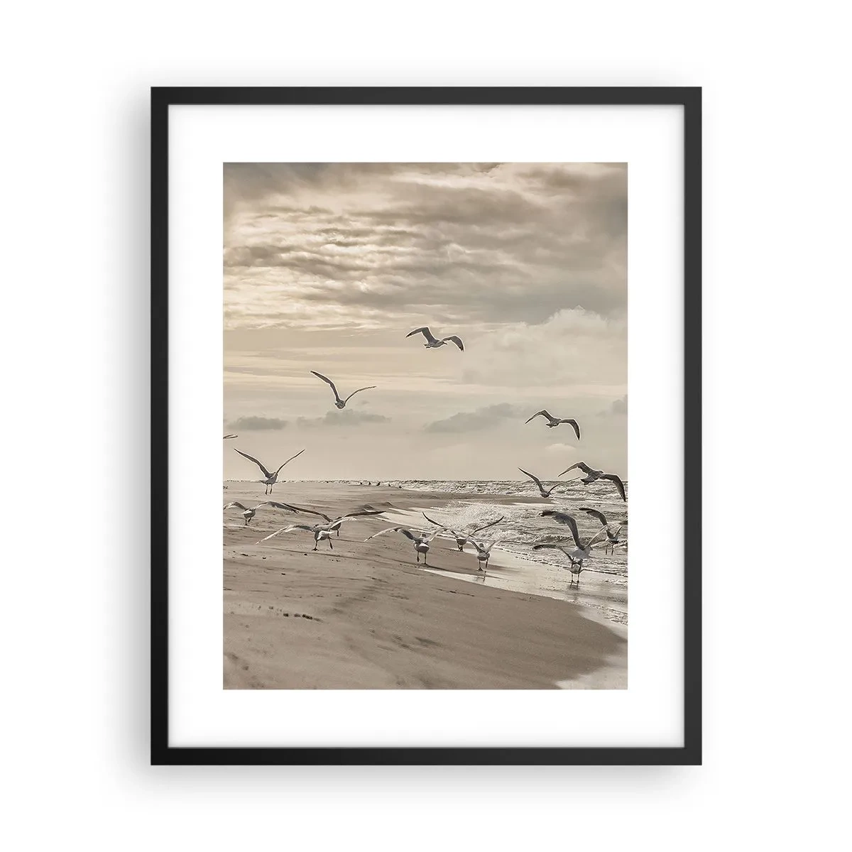 Affisch i svart ram - Havets brus, fågelsång - 40x50 cm