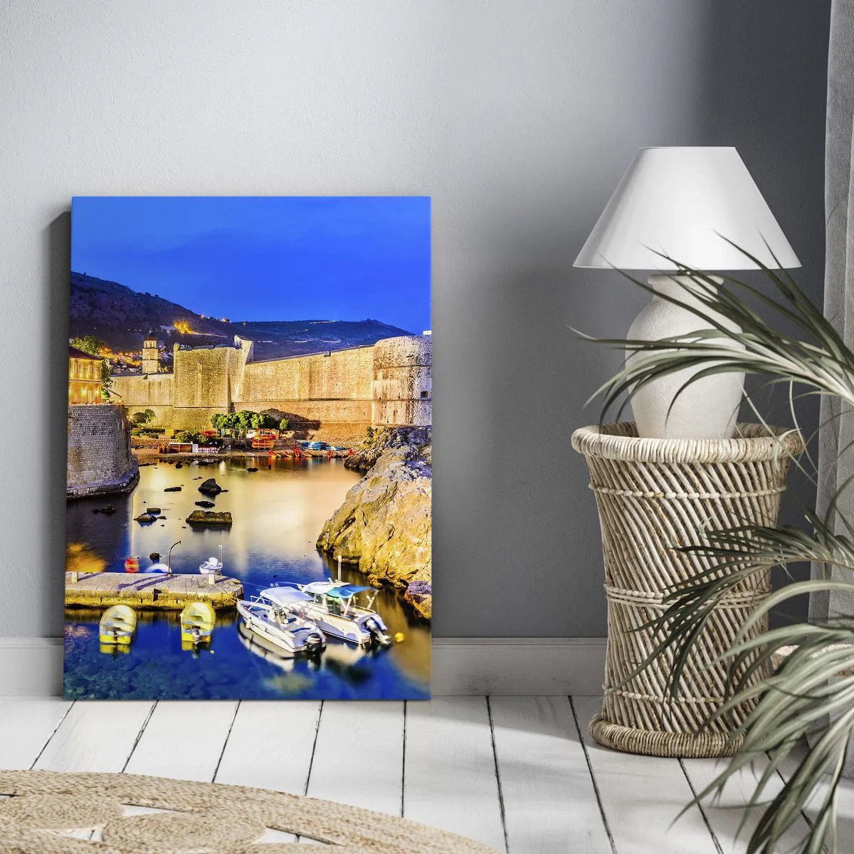 Canvastavla - Bild på duk - Ljus natt över Adriatiska havet - 50x70 cm