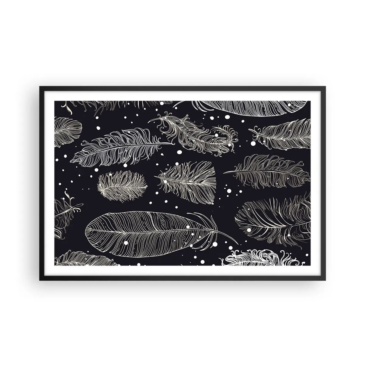 Affisch i svart ram - Fjäderspets - 91x61 cm