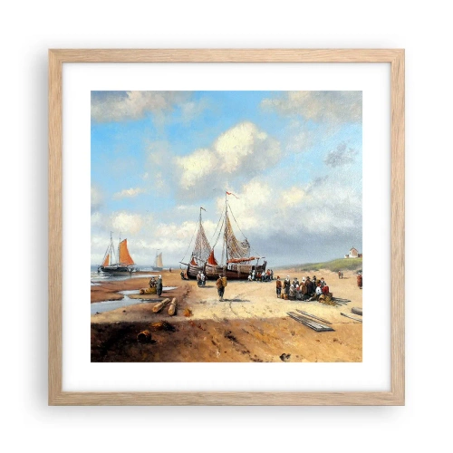 Affisch i ram av ljusek - Efter en lyckad fångst - 40x40 cm