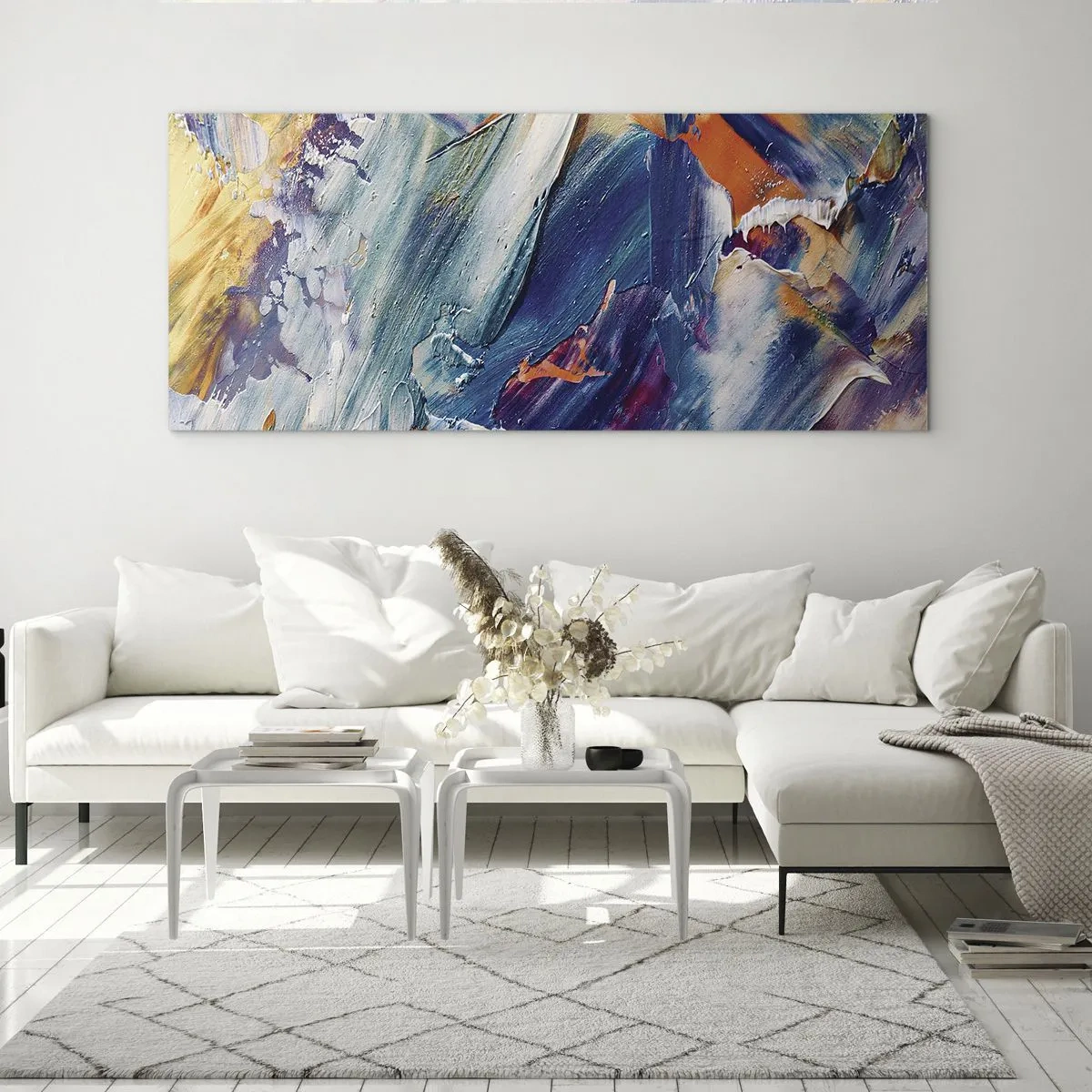 Glastavla - Bild på glas - Färgkaos - 120x50 cm