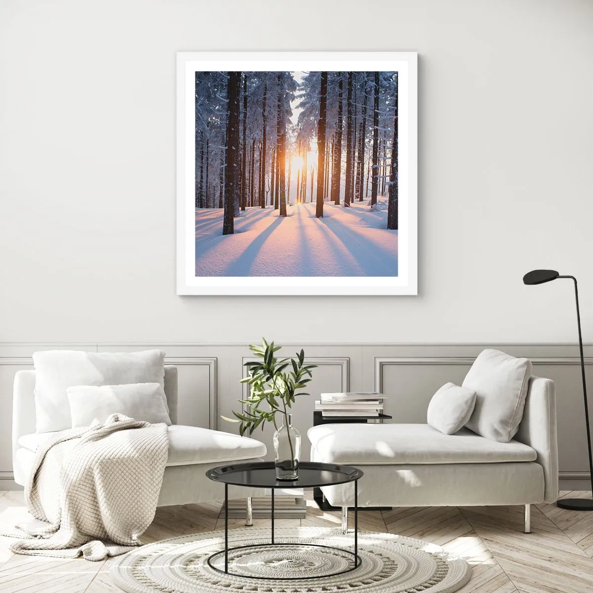 Affisch i vit ram - Tydligt svart på vitt - 40x40 cm