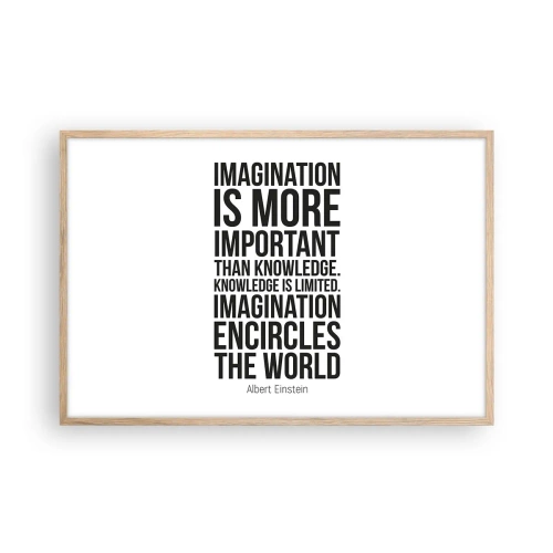 Affisch i ram av ljusek - Einstein om fantasins styrka - 91x61 cm