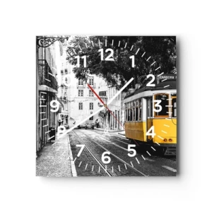 Väggklocka - Klocka på glas - Och en fado i bakgrunden - 40x40 cm