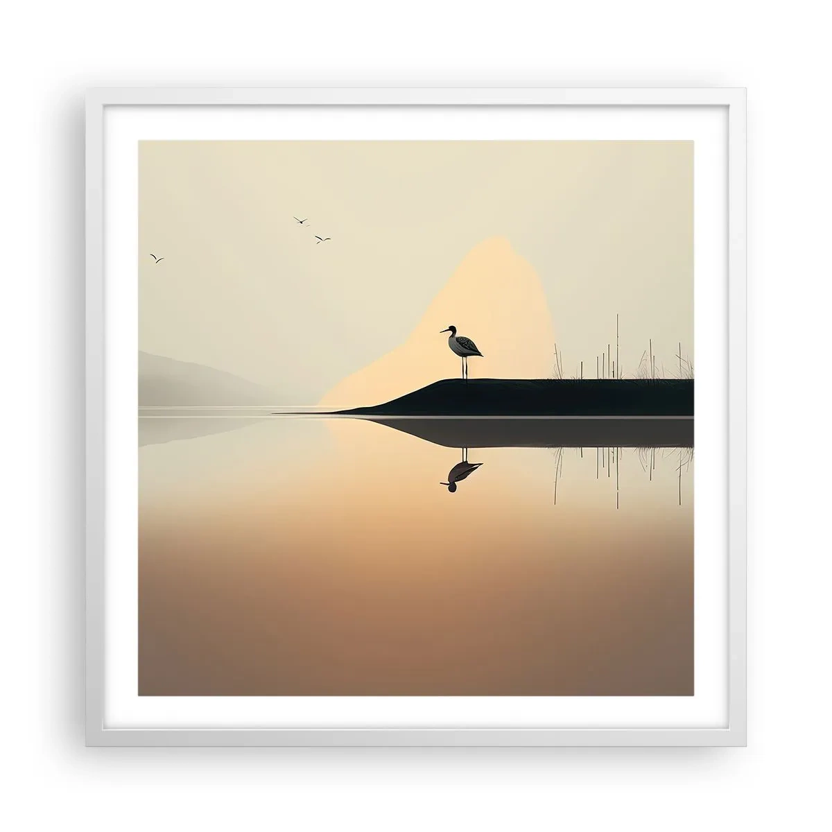 Affisch i vit ram - Herre på sjön - 60x60 cm