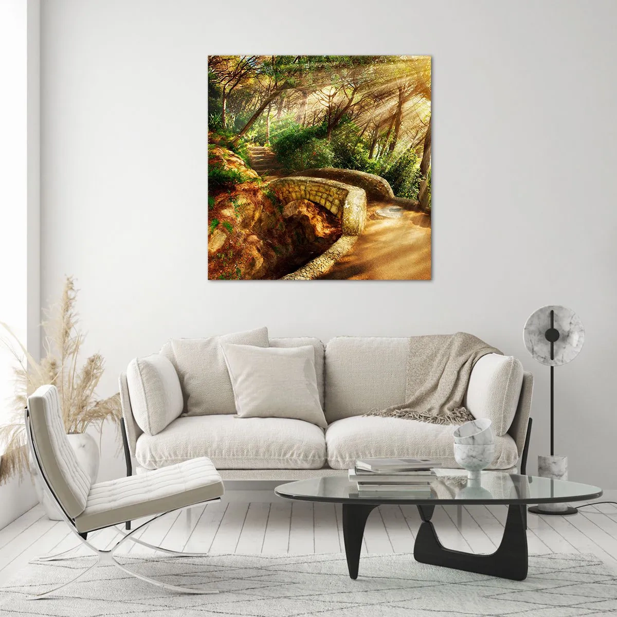 Glastavla - Bild på glas - Från bron till sagoskogen - 60x60 cm