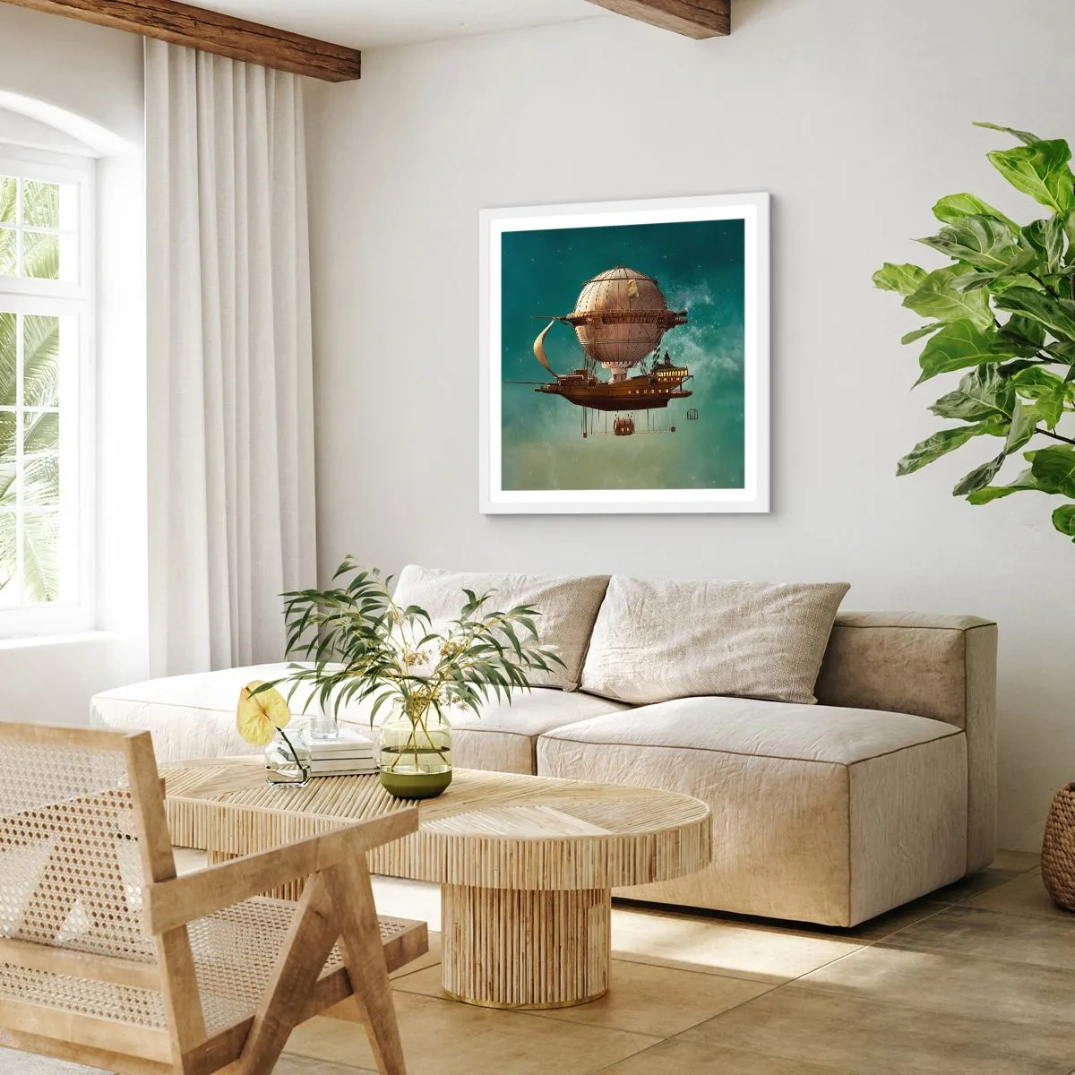 Affisch i vit ram - Jules Verne hälsar - 40x40 cm