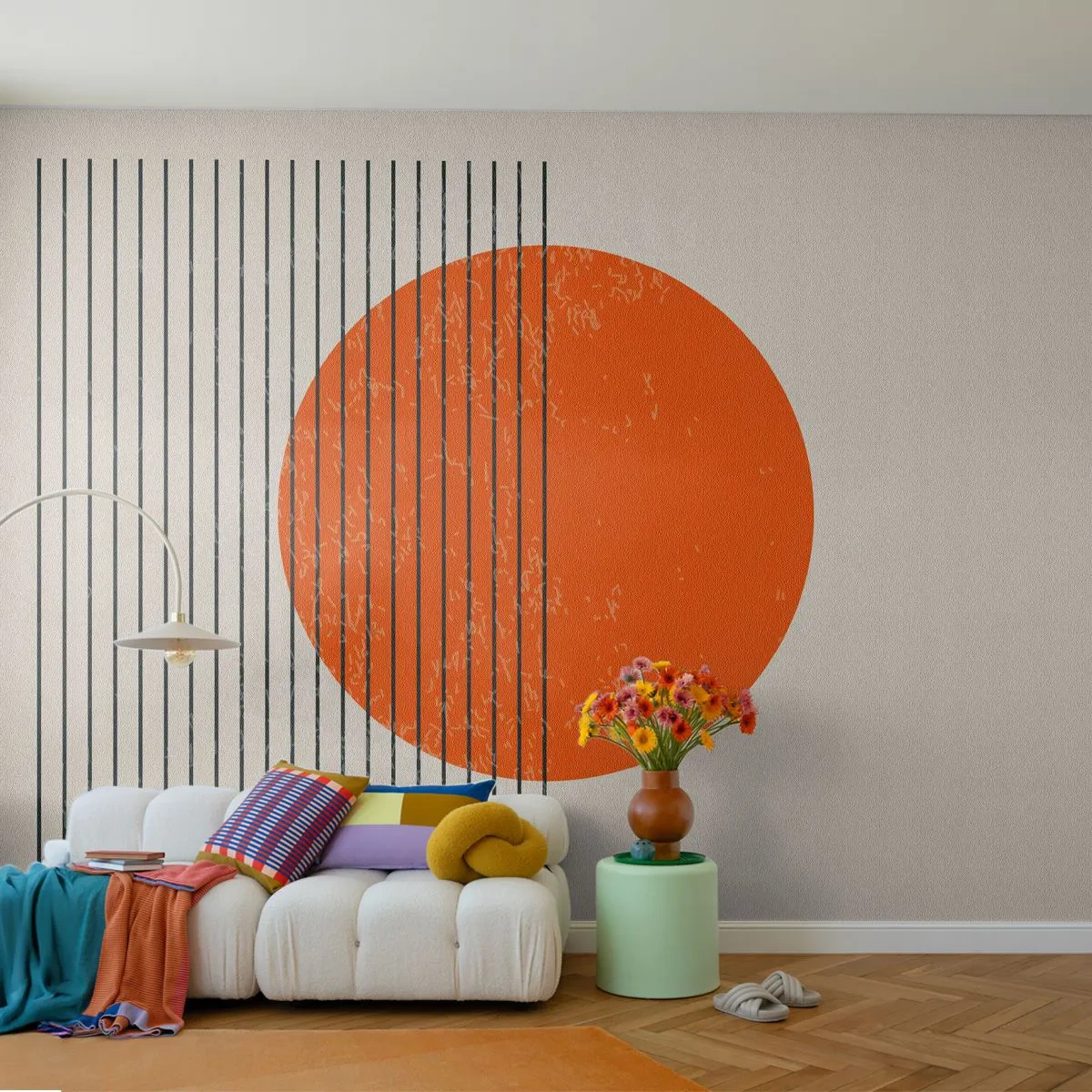 Fototapet Standard Eco - Alltid solen - Sol, Minimalistisk, Rader - 500x350 cm