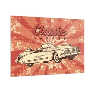 Glastavla - Bild på glas - De spelar Elvis på radion - 100x70 cm