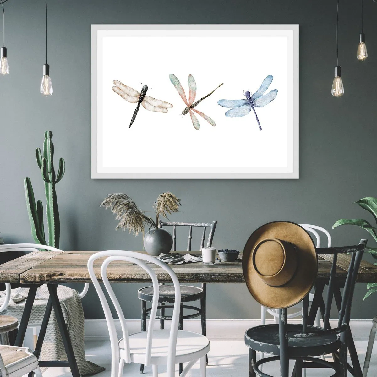 Affisch i vit ram - Viktlösa trollsländor - 91x61 cm