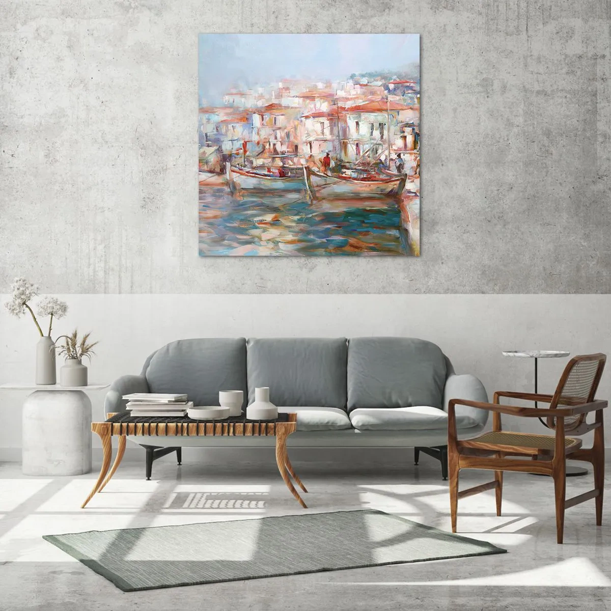 Glastavla - Bild på glas - Pastellfärgad semester - 50x50 cm