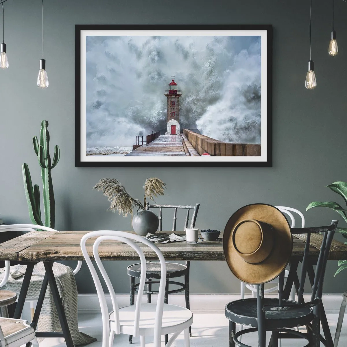 Affisch i svart ram - Vattnets vrål, vindens skrik  - 100x70 cm