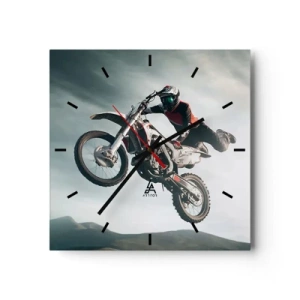 Väggklocka - Klocka på glas - No risk, no fun - 30x30 cm