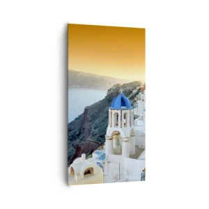 Canvastavla - Bild på duk - Santorini - inbäddat i berg - 65x120 cm