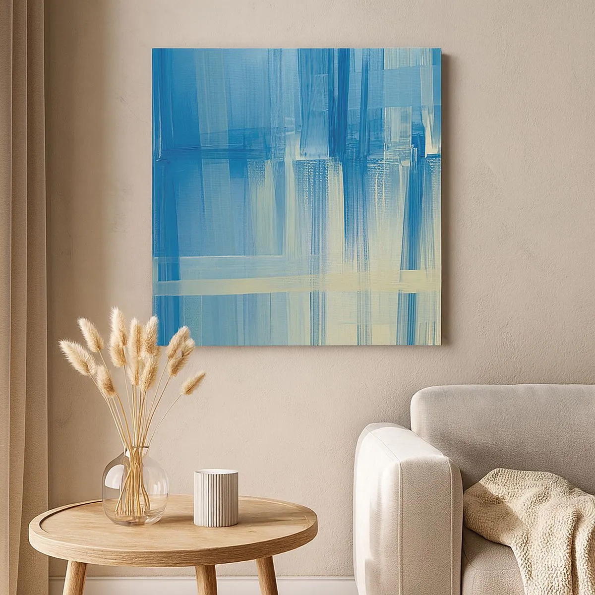 Canvastavla - Bild på duk - Komposition i turkos - 30x30 cm