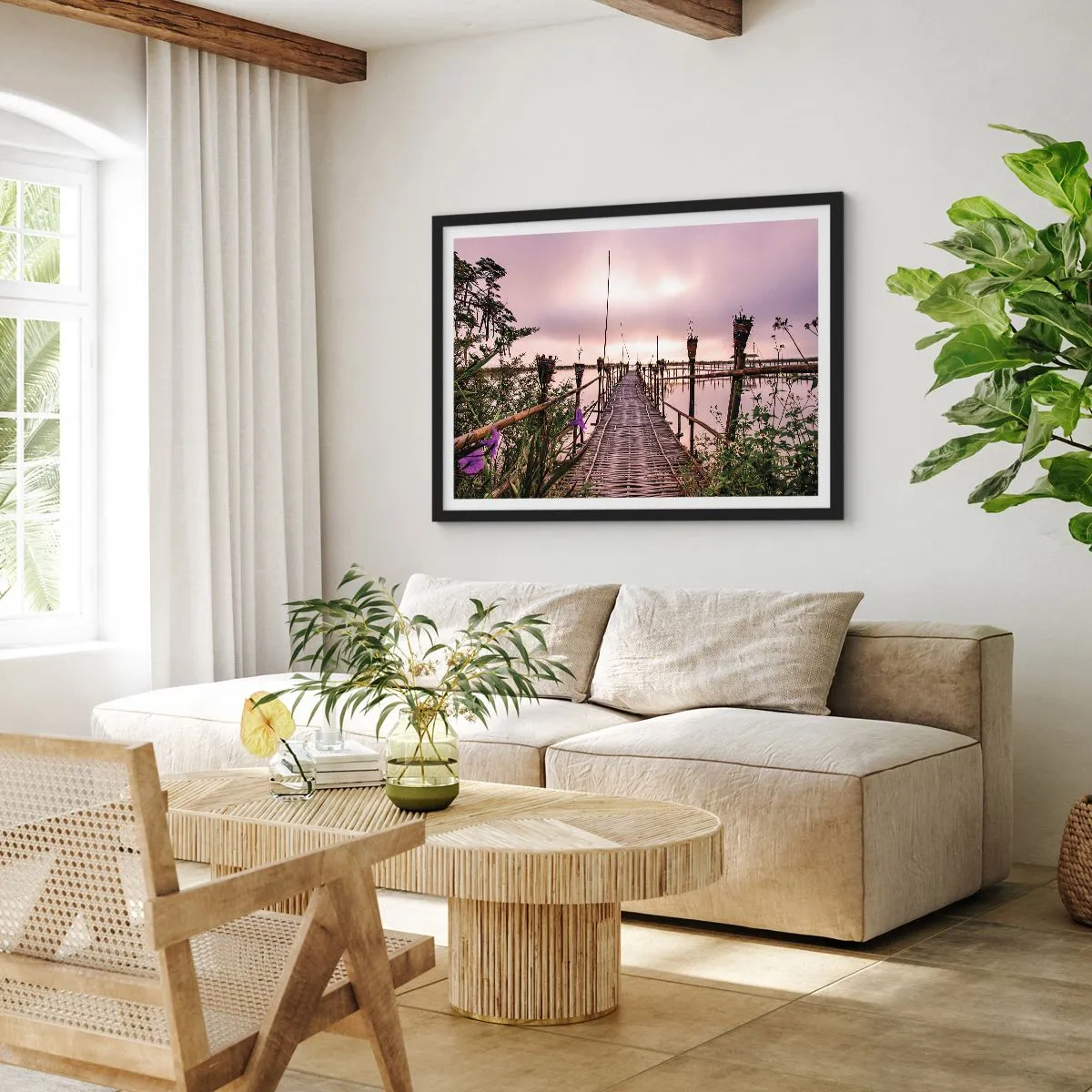 Affisch i svart ram - Asiens lugn och tystnad - 100x70 cm