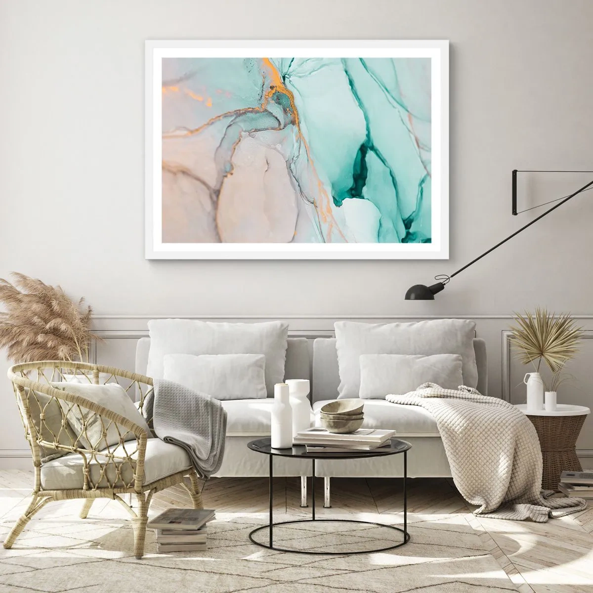 Affisch i vit ram - Formernas och färgernas dans - 91x61 cm