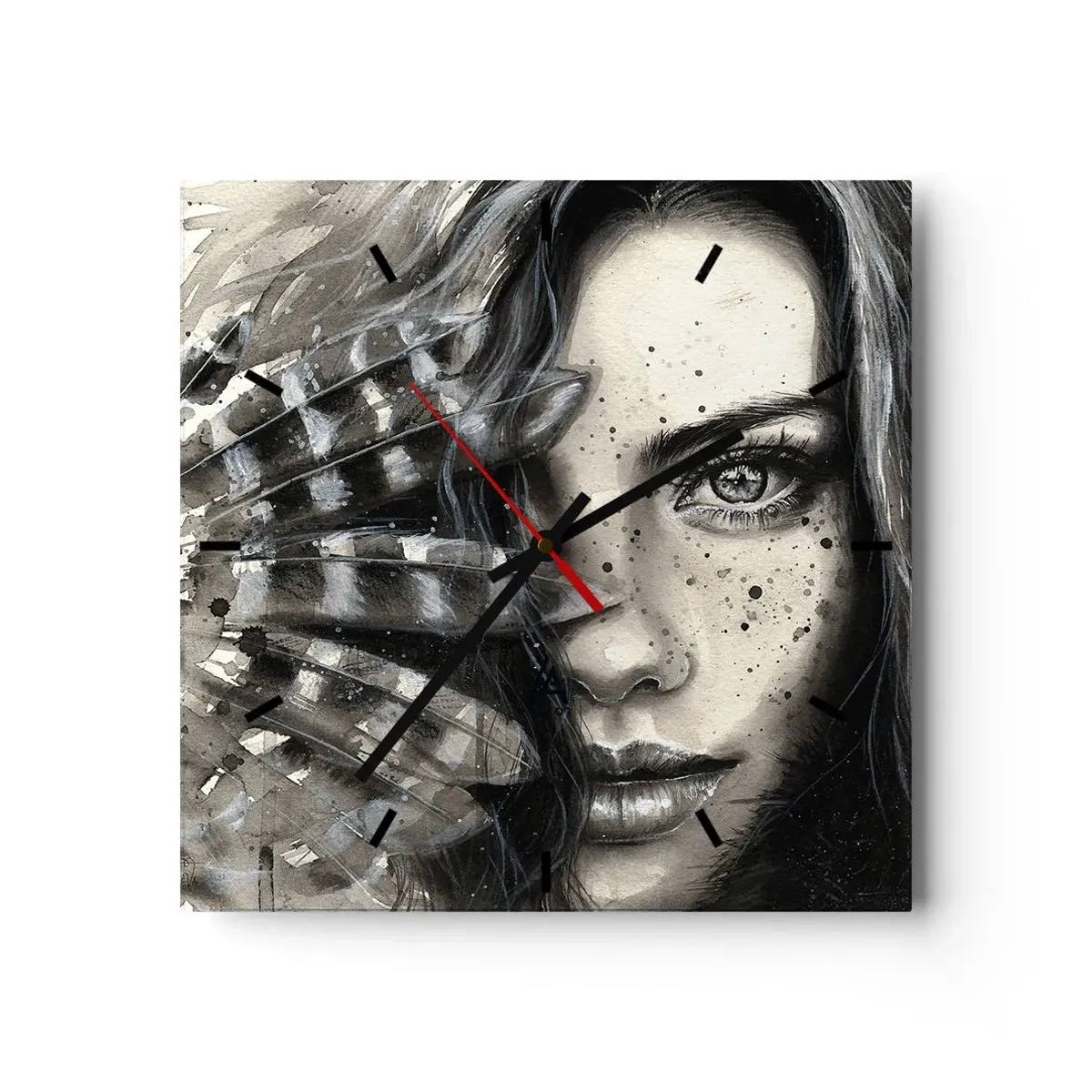 Väggklocka - Klocka på glas - Vild skönhet - 30x30 cm