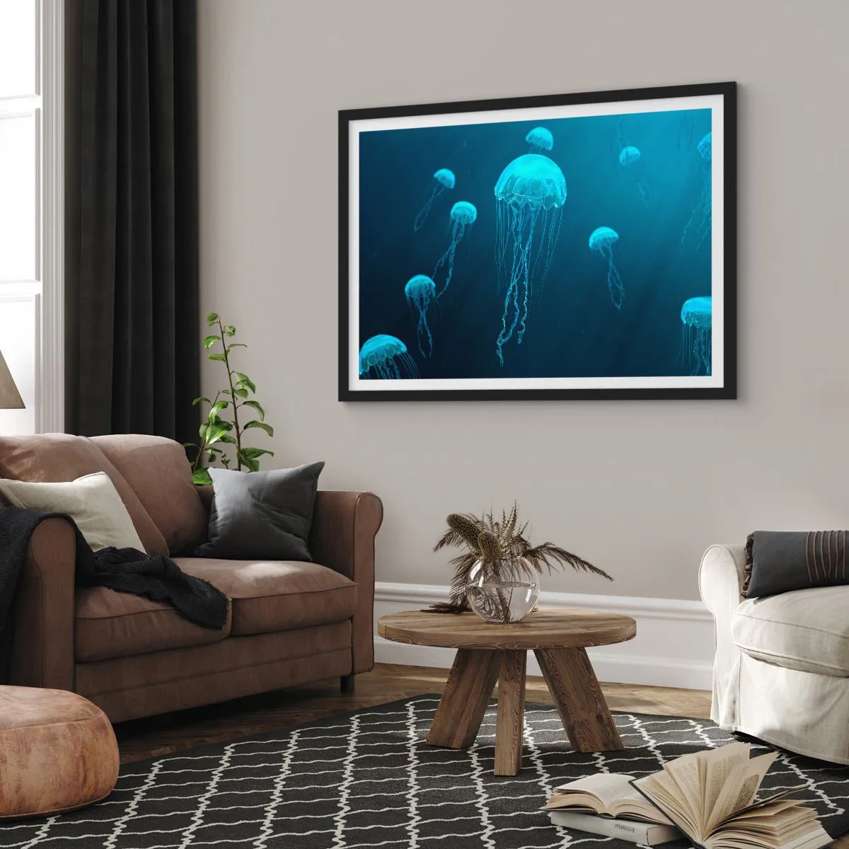 Affisch i svart ram - Havets dans - 70x50 cm