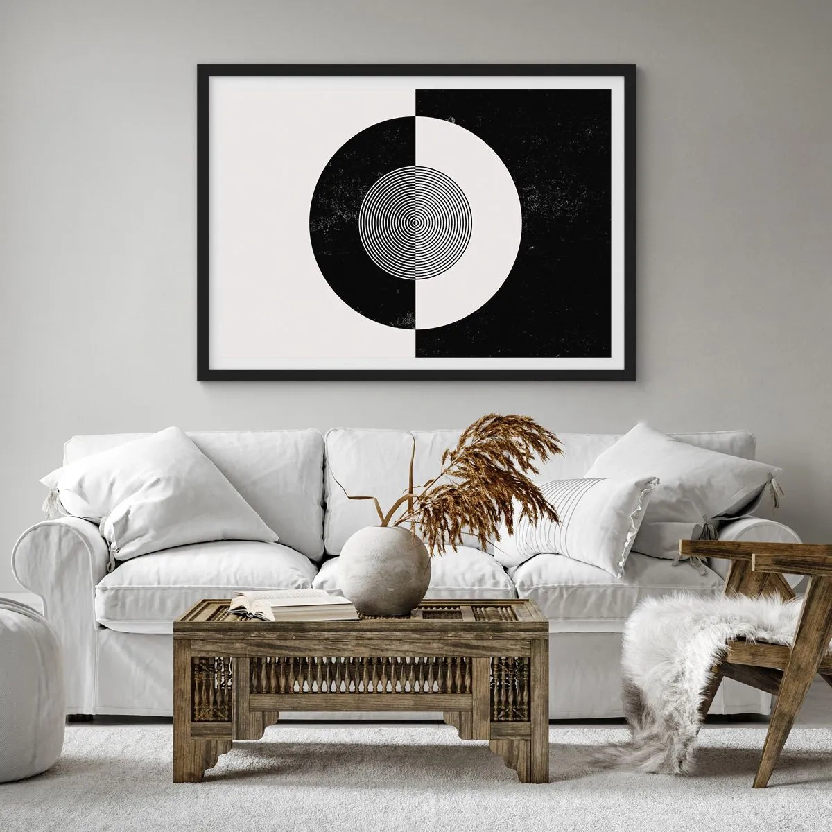 Affisch i svart ram - Harmoni i svart och vitt - 100x70 cm
