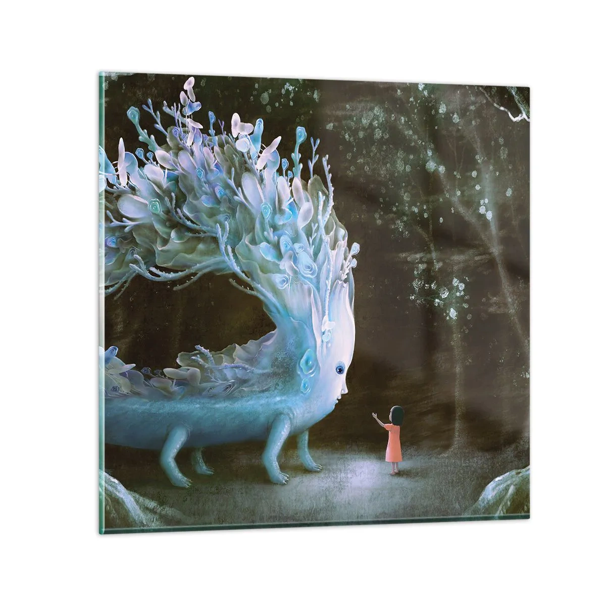 Glastavla - Bild på glas - Fantastiskt möte - 30x30 cm