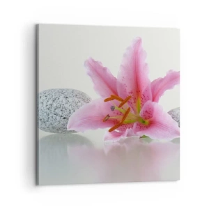 Canvastavla - Bild på duk - En studie i rosa, grå och vit - 60x60 cm