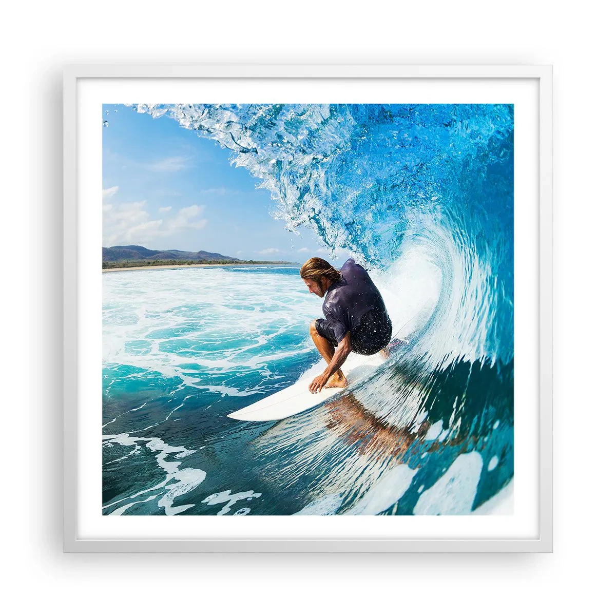Affisch i vit ram - Dansar med vågorna - 60x60 cm
