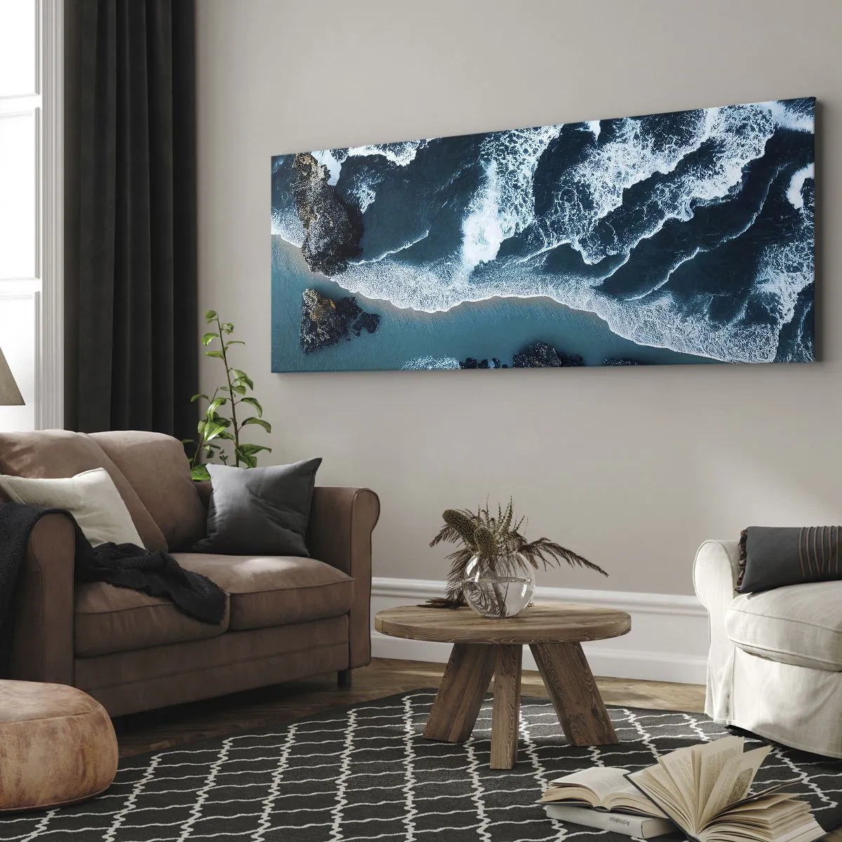 Canvastavla - Bild på duk - Insvept i vågorna - 100x40 cm